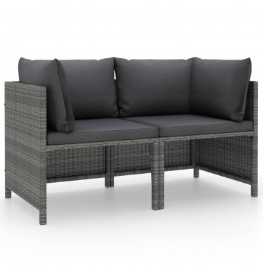 Dvivietė sodo sofa su pagalvėlėmis, pilkos spalvos, poliratanas - Moduliniai lauko baldai - 1