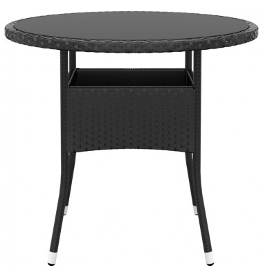  Sodo stalas, juodas, 80x75cm, grūdintas stiklas/poliratanas - Lauko stalai, staliukai - 2