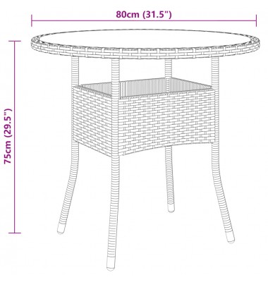 Sodo stalas, juodas, 80x75cm, grūdintas stiklas/poliratanas - Lauko stalai, staliukai - 4