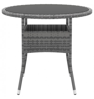  Sodo stalas, pilkas, 80x75cm, grūdintas stiklas/poliratanas - Lauko stalai, staliukai - 2
