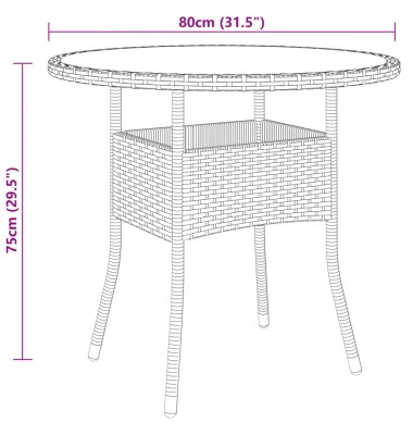  Sodo stalas, pilkas, 80x75cm, grūdintas stiklas/poliratanas - Lauko stalai, staliukai - 4