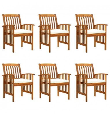  Sodo valgomojo kėdės su pagalvėlėmis, 6vnt., akacijos masyvas - Lauko kėdės - 1
