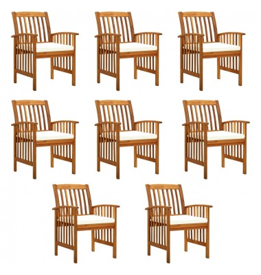  Sodo valgomojo kėdės su pagalvėlėmis, 8vnt., akacijos masyvas - Lauko kėdės - 1
