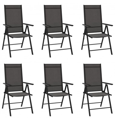  Sulankstomos sodo kėdės, 6vnt., juodos spalvos, tekstilenas - Lauko kėdės - 1
