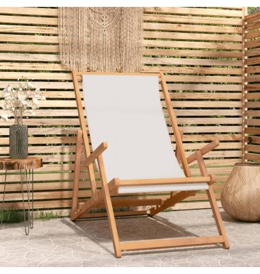  Sulankstoma paplūdimio kėdė, kreminė, tikmedžio masyvas - Lauko kėdės - 1
