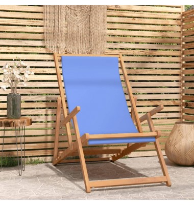  Sulankstoma paplūdimio kėdė, mėlynos spalvos, tikmedžio masyvas - Lauko kėdės - 1