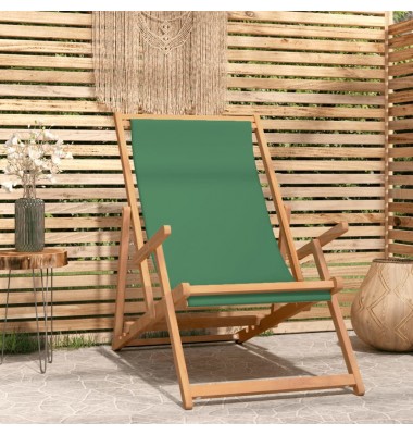  Sulankstoma paplūdimio kėdė, žalios spalvos, tikmedžio masyvas - Lauko kėdės - 1