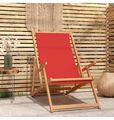  Sulankstoma paplūdimio kėdė, raudona, tikmedžio masyvas - Lauko kėdės - 1