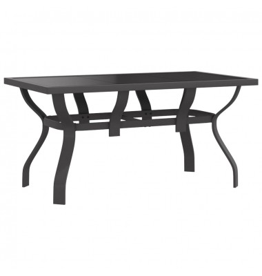  Sodo stalas, pilkas ir juodas, 140x70x70cm, plienas ir stiklas - Lauko stalai, staliukai - 2