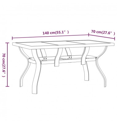  Sodo stalas, pilkas ir juodas, 140x70x70cm, plienas ir stiklas - Lauko stalai, staliukai - 6