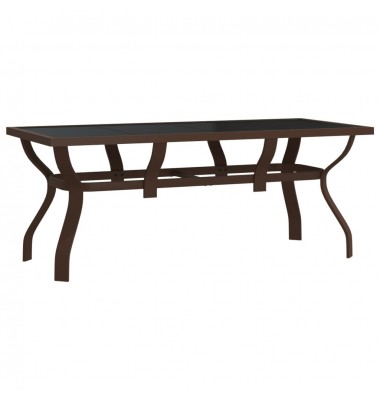  Sodo stalas, rudas ir juodas, 180x80x70cm, plienas ir stiklas - Lauko stalai, staliukai - 2