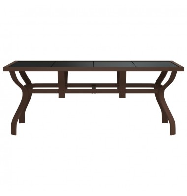  Sodo stalas, rudas ir juodas, 180x80x70cm, plienas ir stiklas - Lauko stalai, staliukai - 3
