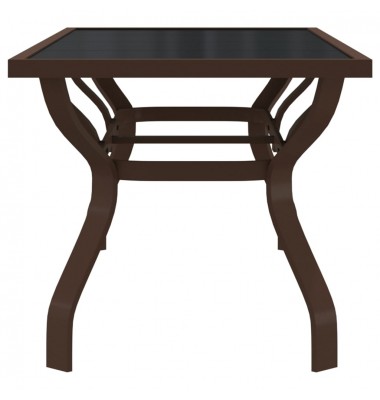  Sodo stalas, rudas ir juodas, 180x80x70cm, plienas ir stiklas - Lauko stalai, staliukai - 4