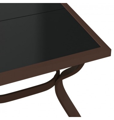  Sodo stalas, rudas ir juodas, 180x80x70cm, plienas ir stiklas - Lauko stalai, staliukai - 5