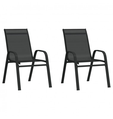  Sudedamos sodo kėdės, 2vnt., juodos, tekstileno audinys - Lauko kėdės - 1