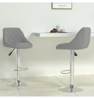  Baro taburetės, 2vnt., šviesiai pilkos spalvos, aksomas - Baro kėdės - 1