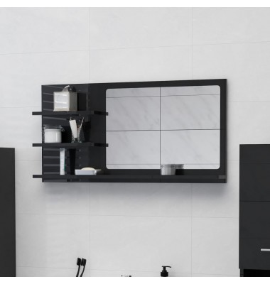  Vonios kambario veidrodis, juodas, 90x10,5x45cm, MDP, blizgus - Vonios spintelės, veidrodžiai - 1