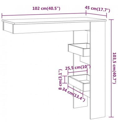  Sieninis baro staliukas, pilkas, 102x45x103,5cm, mediena - Stalai - 9
