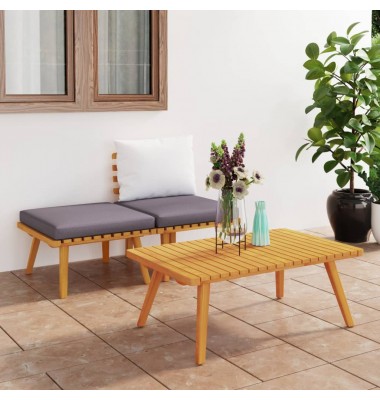  Sodo baldų komplektas su pagalvėmis, 3 dalių, akacijos masyvas - Moduliniai lauko baldai - 1