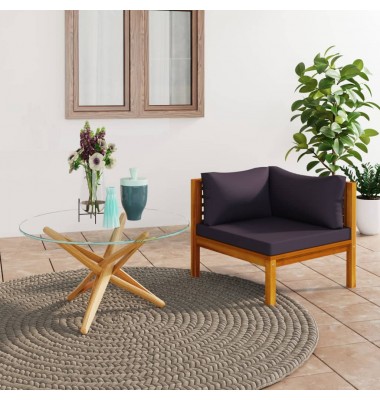  Modulinė kampinė sofa su tamsiai pilkomis pagalvėmis, akacija - Moduliniai lauko baldai - 1