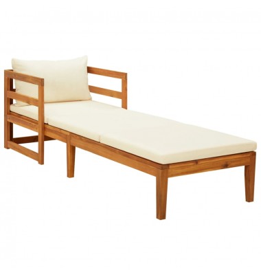 Saulės gultas su kreminėmis pagalvėlėmis, akacijos masyvas - Gultai, šezlongai