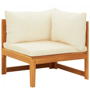  Kampinė sofa su kreminėmis pagalvėlėmis, akacijos masyvas - Moduliniai lauko baldai - 1