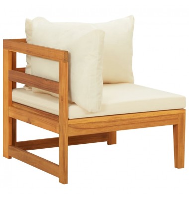  Kampinė sofa su kreminėmis pagalvėlėmis, akacijos masyvas - Moduliniai lauko baldai - 3