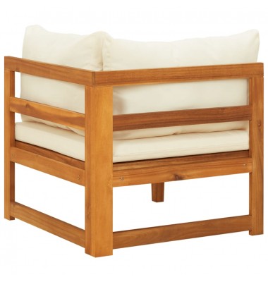  Kampinė sofa su kreminėmis pagalvėlėmis, akacijos masyvas - Moduliniai lauko baldai - 4
