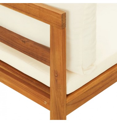  Kampinė sofa su kreminėmis pagalvėlėmis, akacijos masyvas - Moduliniai lauko baldai - 6