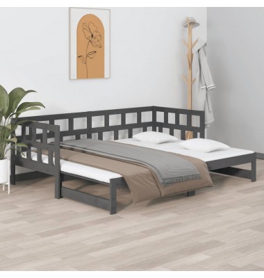  Ištraukiama lova, pilka, 2x(80x200)cm, pušies medienos masyvas  - Lovos - 1