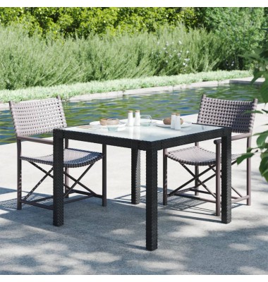  Sodo stalas, juodas, 90x90x75cm, grūdintas stiklas/poliratanas - Lauko stalai, staliukai - 1