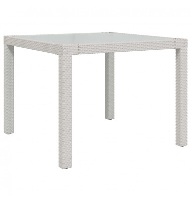  Sodo stalas, baltas, 90x90x75cm, grūdintas stiklas/poliratanas - Lauko stalai, staliukai - 2