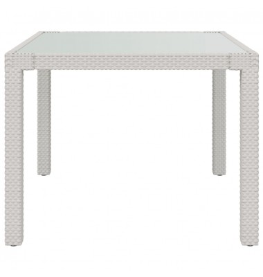  Sodo stalas, baltas, 90x90x75cm, grūdintas stiklas/poliratanas - Lauko stalai, staliukai - 4