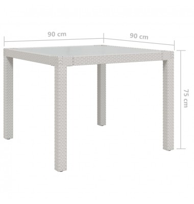  Sodo stalas, baltas, 90x90x75cm, grūdintas stiklas/poliratanas - Lauko stalai, staliukai - 6