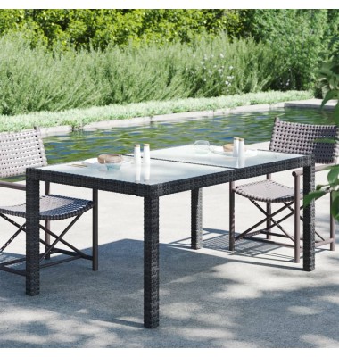  Sodo stalas, juodas, 150x90x75cm, grūdintas stiklas/poliratanas - Lauko stalai, staliukai - 1