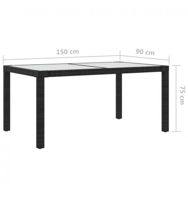  Sodo stalas, juodas, 150x90x75cm, grūdintas stiklas/poliratanas - Lauko stalai, staliukai - 6