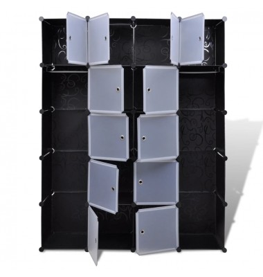  Modulinė spinta, 14 skyrių, juoda/balta, 37x146x180,5cm - Drabužių spintos - 4