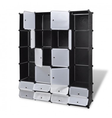  Modulinė spinta su 18 skyrių, juoda/balta, 37x146x180,5cm - Drabužių spintos - 3