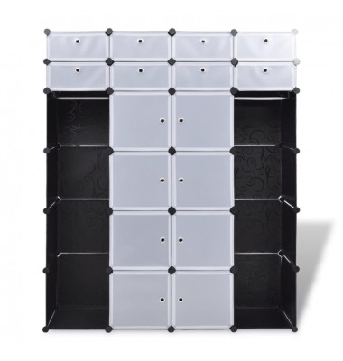  Modulinė spinta su 18 skyrių, juoda/balta, 37x146x180,5cm - Drabužių spintos - 6