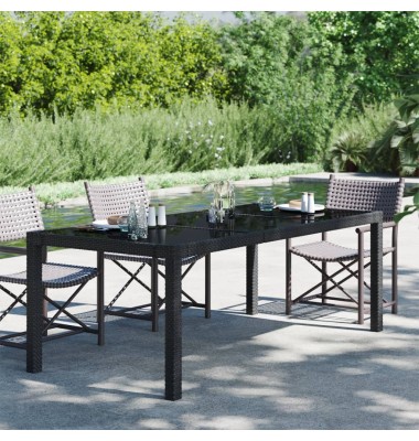  Sodo stalas, juodas, 190x90x75cm, grūdintas stiklas/poliratanas - Lauko stalai, staliukai - 1