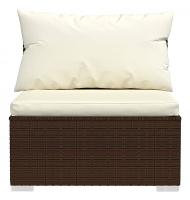 Trivietė sofa su pagalvėlėmis, rudos spalvos, poliratanas - Moduliniai lauko baldai - 4