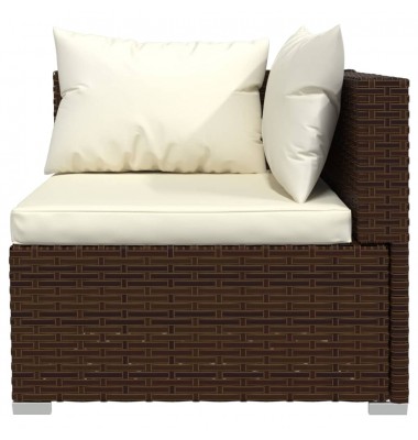 Trivietė sofa su pagalvėlėmis, rudos spalvos, poliratanas - Moduliniai lauko baldai - 6