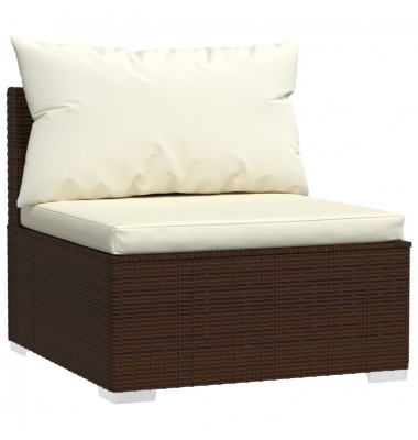 Keturvietė sofa su pagalvėlėmis, rudos spalvos, poliratanas - Moduliniai lauko baldai - 3
