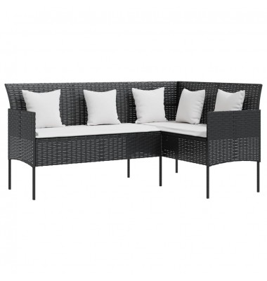 Lauko Sofa su pagalvėlėmis, juodos spalvos, poliratanas, L formos - Lauko sofos, lovos - 1