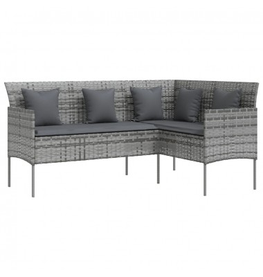 Lauko Sofa su pagalvėlėmis, pilkos spalvos, poliratanas, L formos - Lauko sofos, lovos - 1