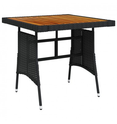 Sodo stalas, juodas, 70x70x72cm, poliratanas ir akacija - Lauko stalai, staliukai - 1