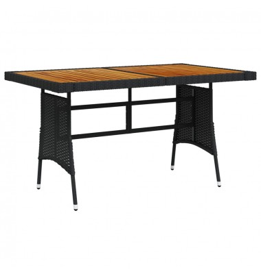  Sodo stalas, juodas, 130x70x72cm, poliratanas ir akacija - Lauko stalai, staliukai - 1
