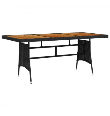 Sodo stalas, juodas, 160x70x72cm, poliratanas ir akacija - Lauko stalai, staliukai - 1