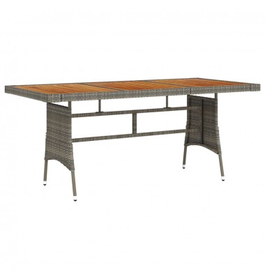  Sodo stalas, pilkas, 160x70x72cm, poliratanas ir akacija - Lauko stalai, staliukai - 1
