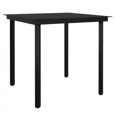 Sodo valgomojo stalas, juodas, 80x80x74cm, plienas ir stiklas - Lauko stalai, staliukai - 1